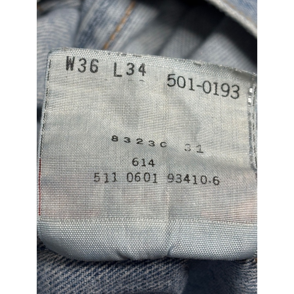 Levis 501 Mens Vintage Light Wash Straight Leg Button Fly Jeans 36x34 USA Made - Picture 8 of 10